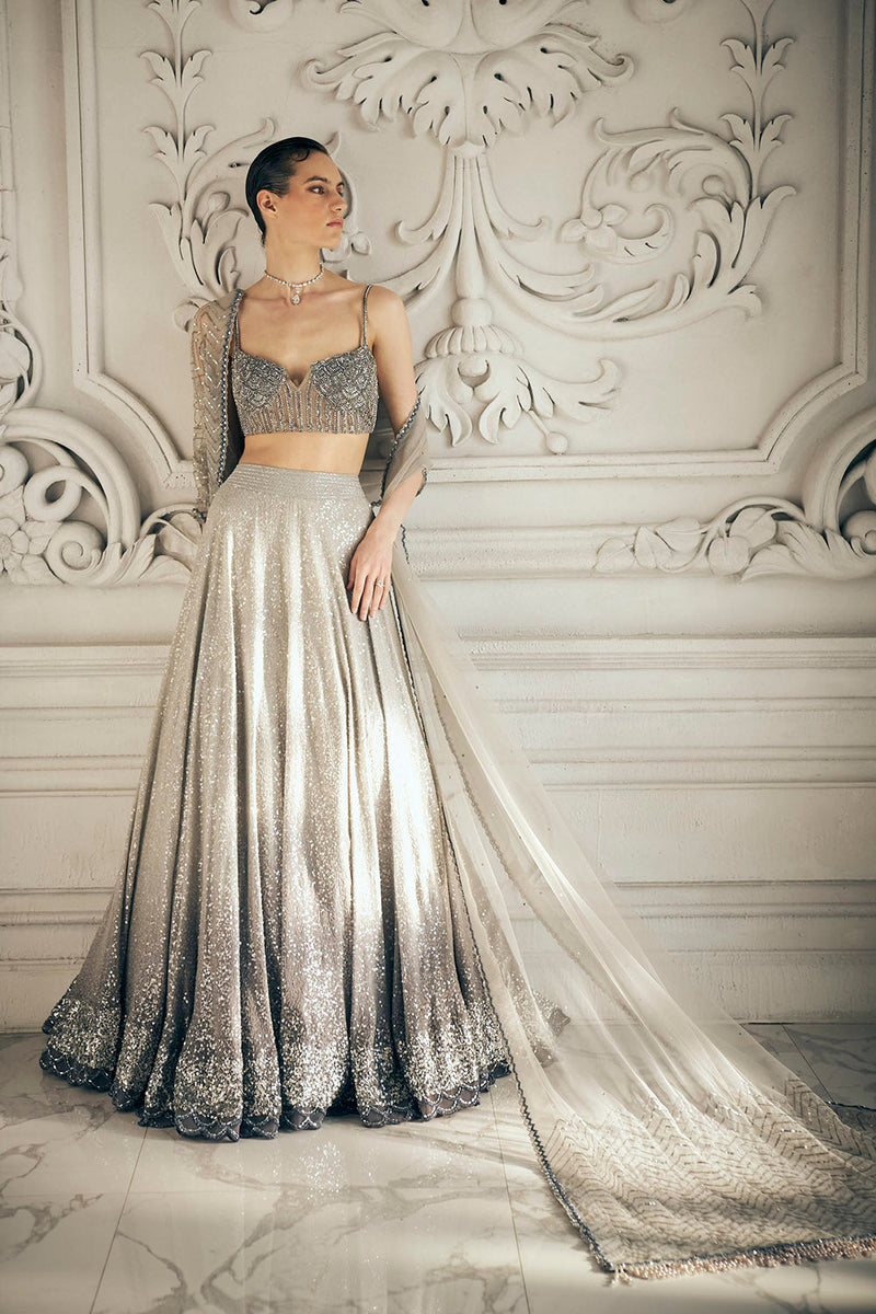 Grey ombre sequins lehenga