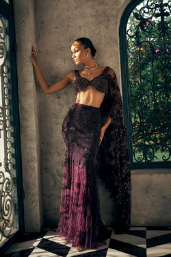 Wine swarosvki fishcut skirt