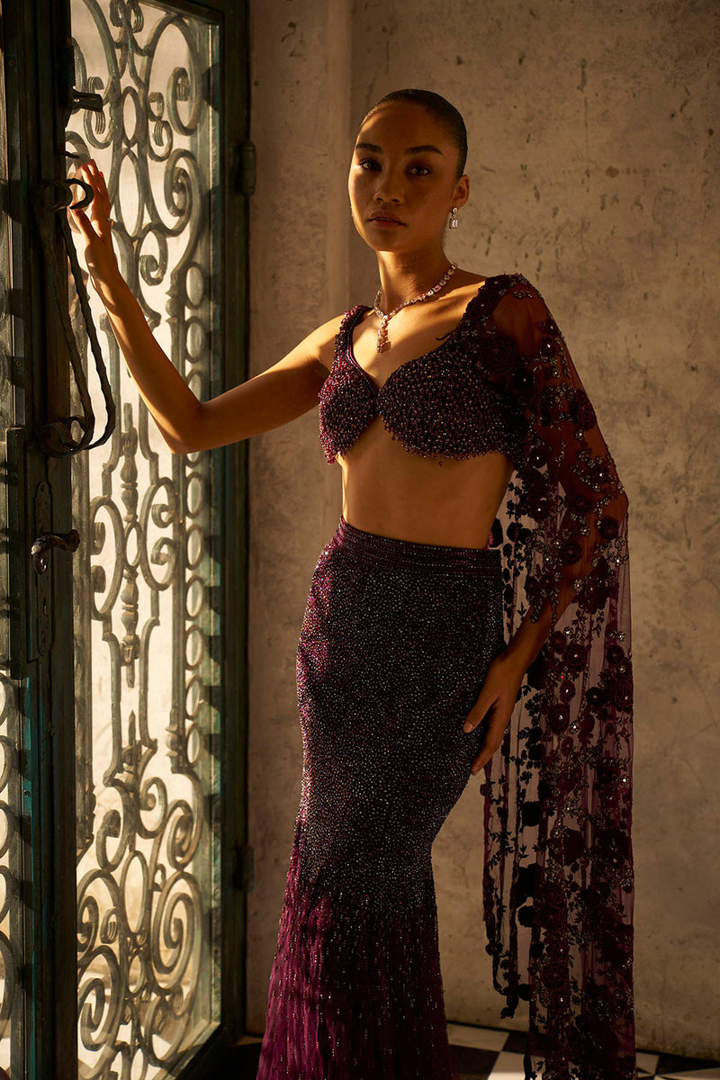 Wine swarosvki fishcut skirt