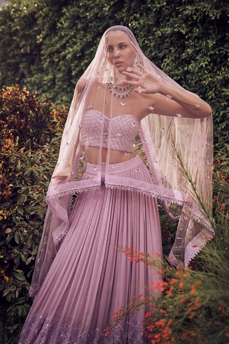 Lilac sequins lehenga