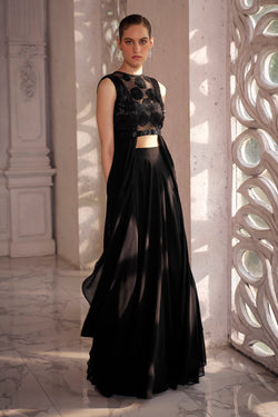 Black drape top with pants