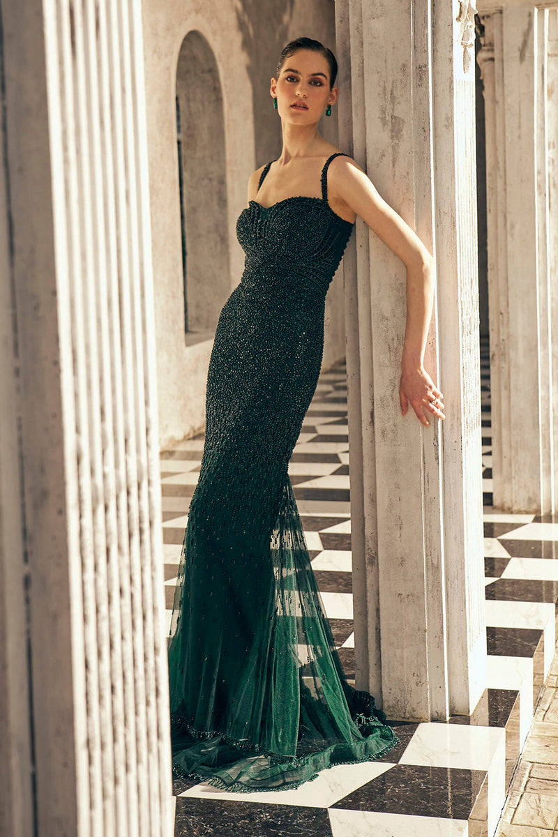 Bottle green gown