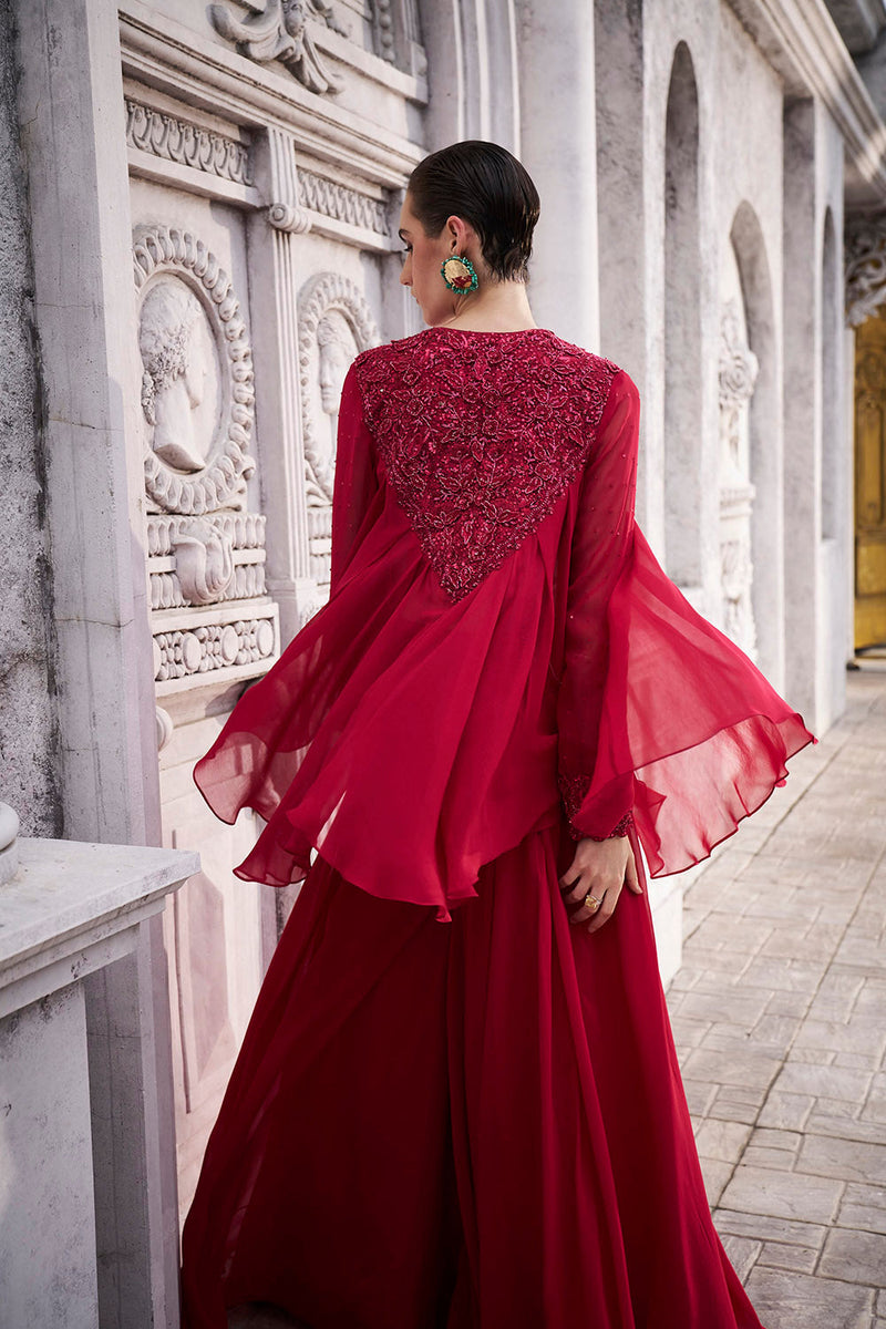 Red appliqué work co-ordset