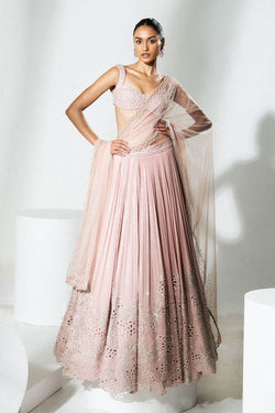 Blush pink cutwork lehenga