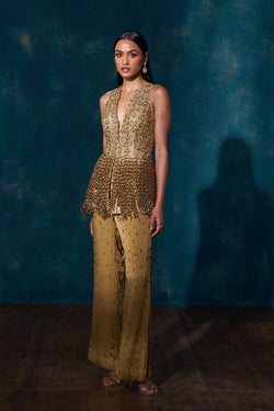 Gold tassel peplum