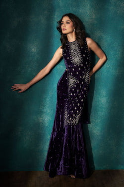 Purple velvet suit