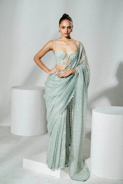 Sage green saree