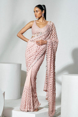 Blush pink cutwork saree