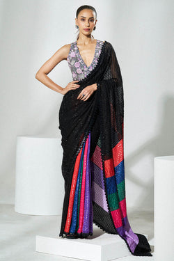 Black multicolour saree