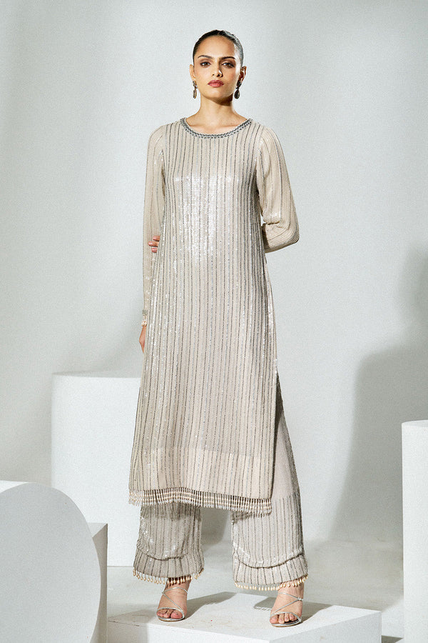 Steel grey sequins suit