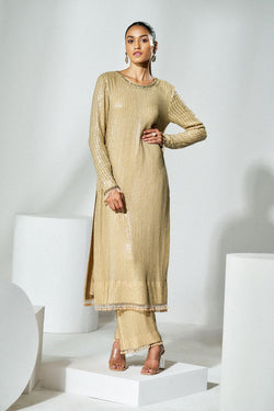 Light gold georgette sequins suit
