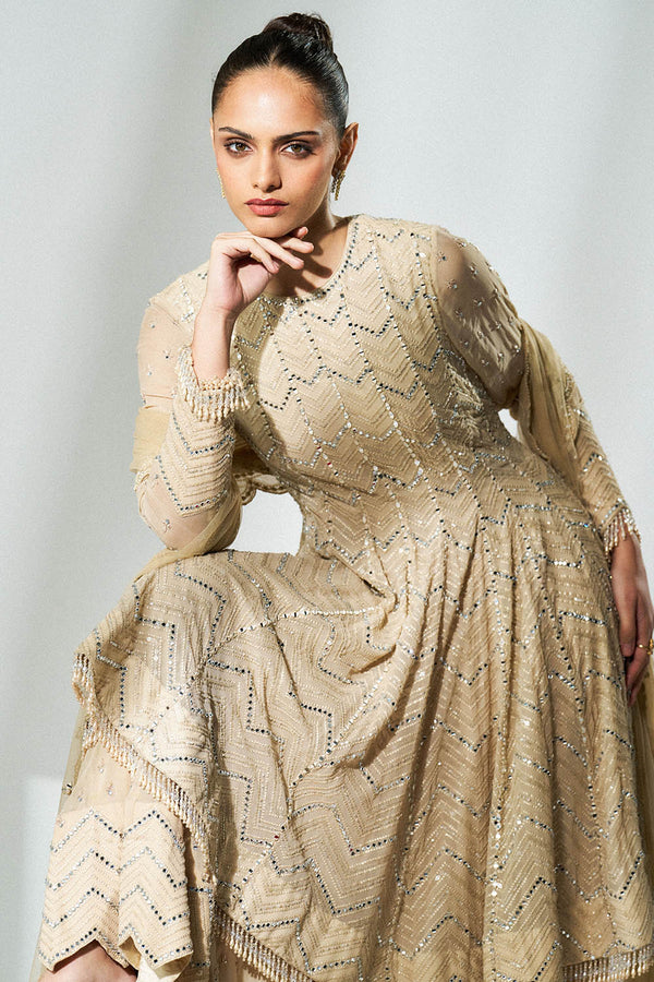 Beige chevron sharara