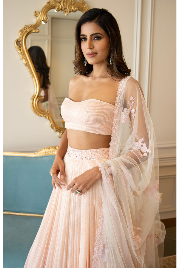 Peach sequins lehenga