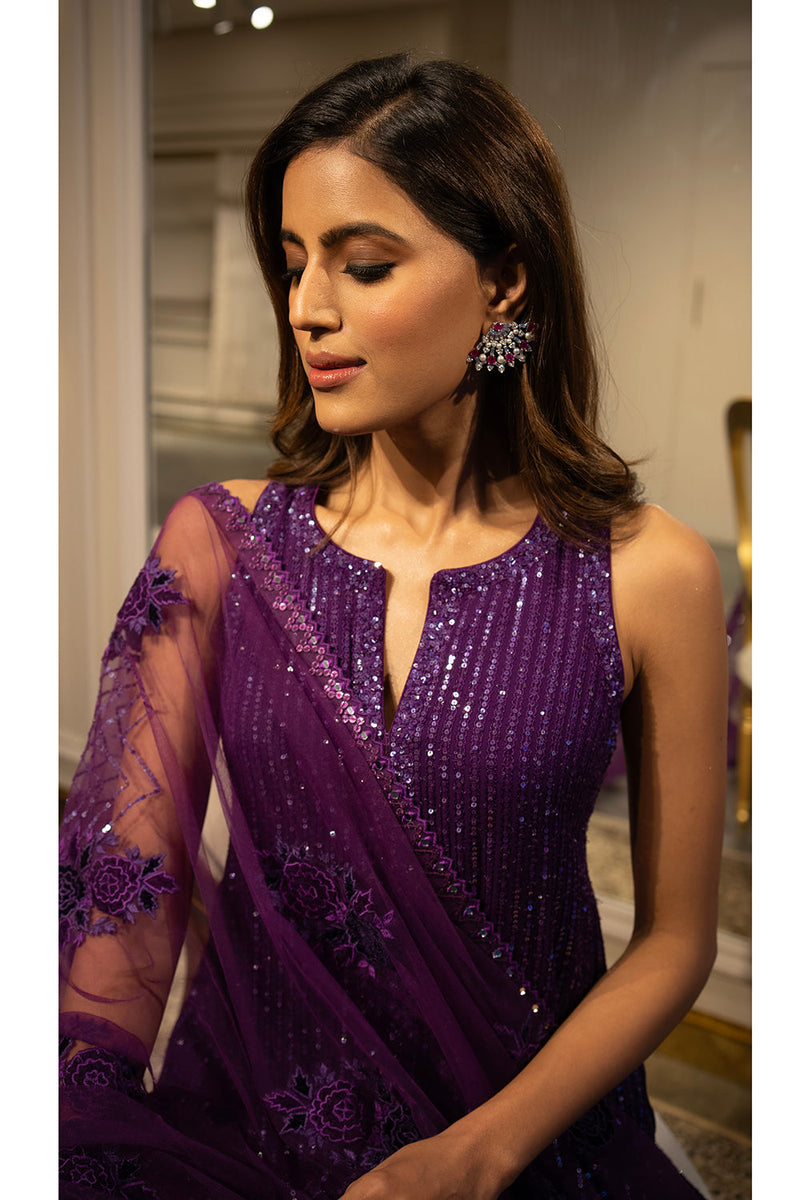 Purple sequins suit