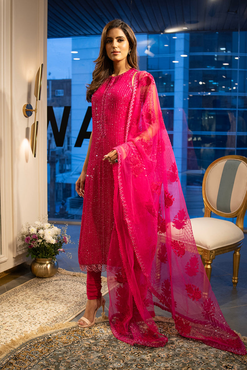Hot pink sequins suit