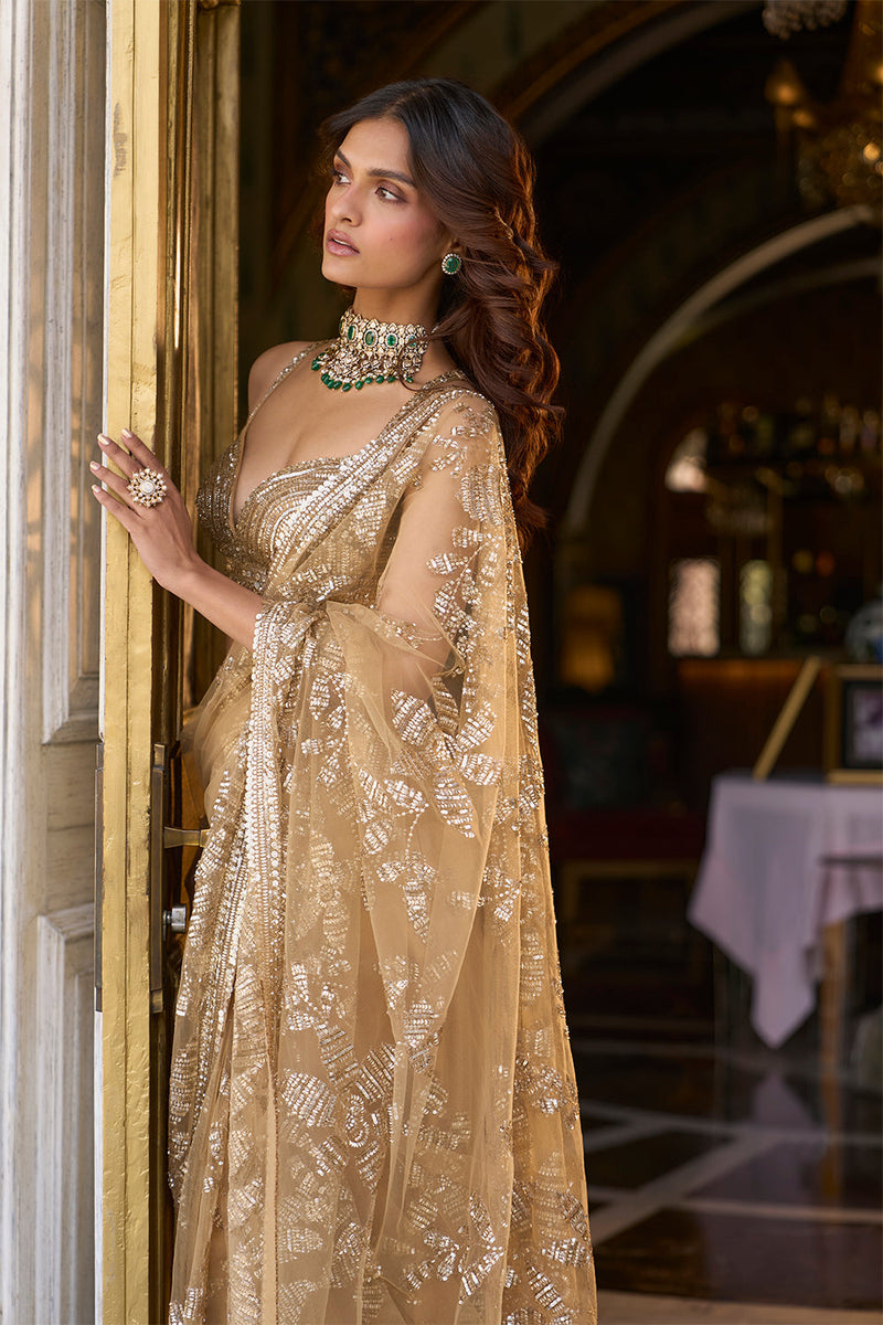Gold Sequin Saree