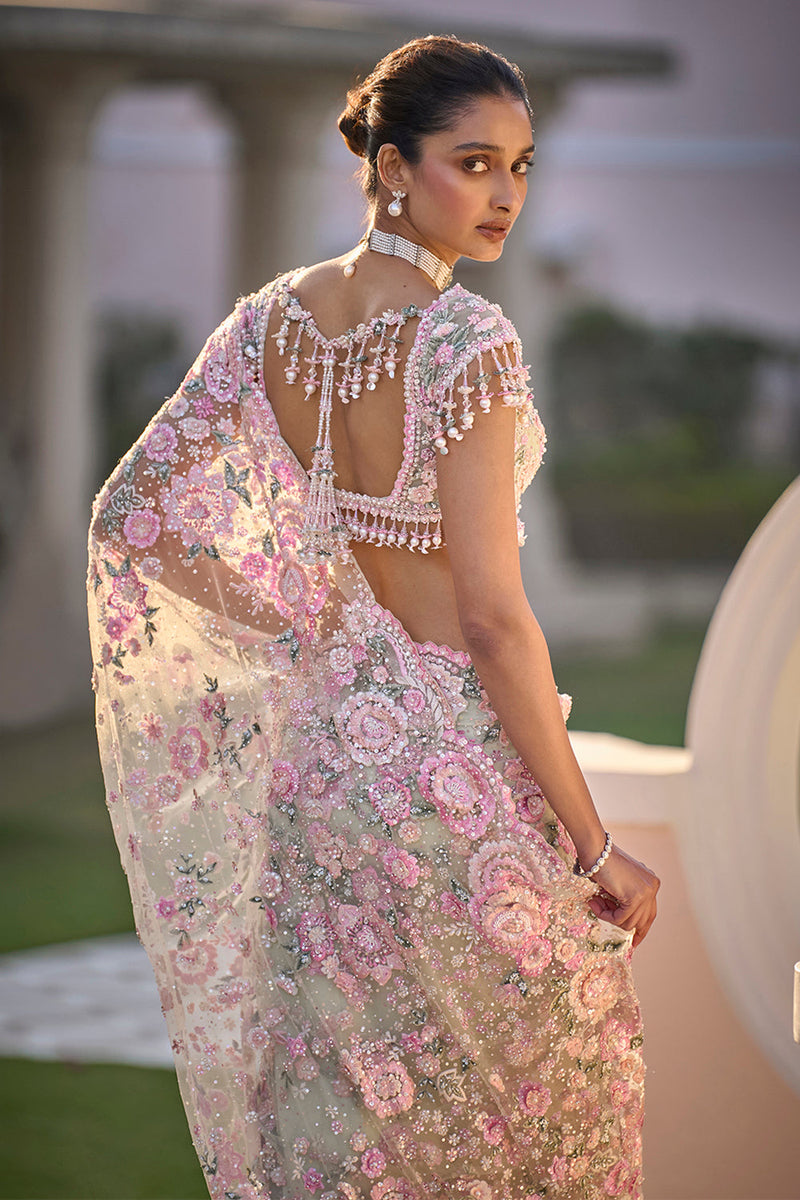 Mint Green Multi-Coloured Floral Saree