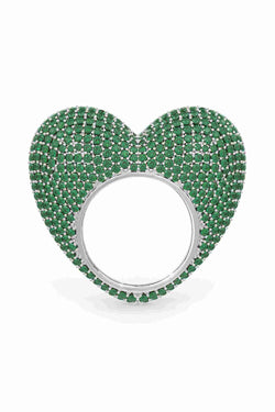 Love Ring In 
Emerald Prong Set Crystals