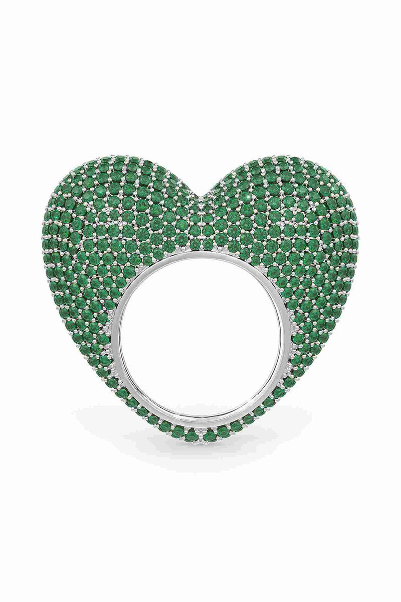 Love Ring In 
Emerald Prong Set Crystals