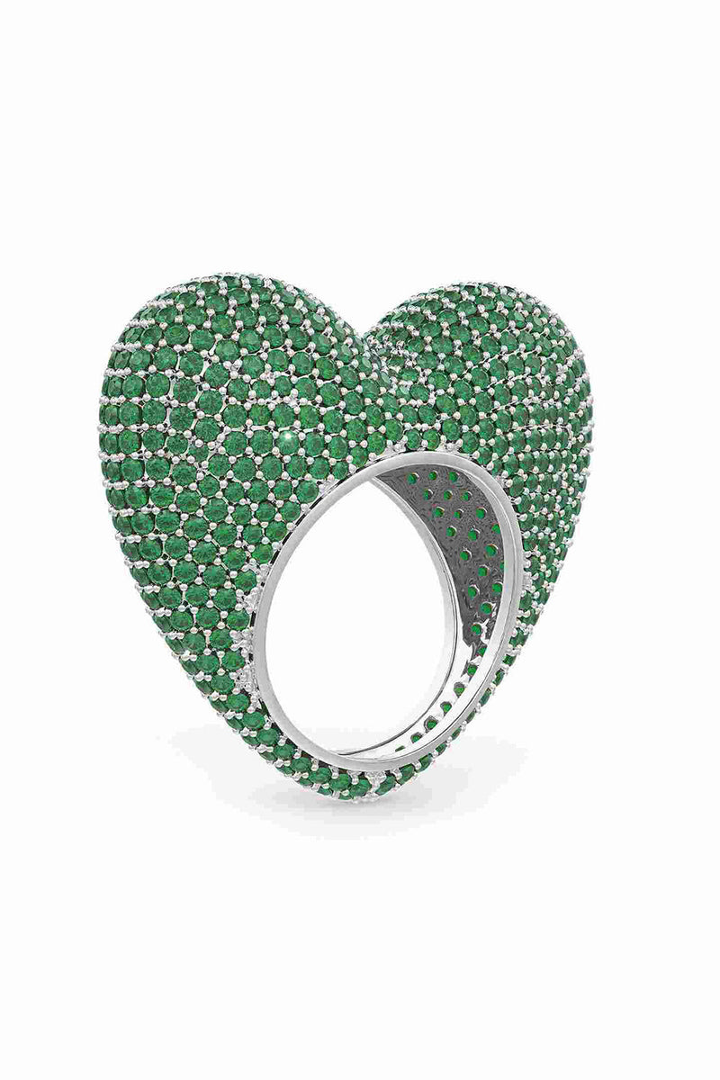 Love Ring In 
Emerald Prong Set Crystals