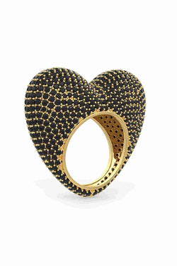 Love Ring In 
Black Prong Set Crystals.