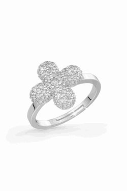 Midi Ring In Silver With White 
Prong Set Crystals.