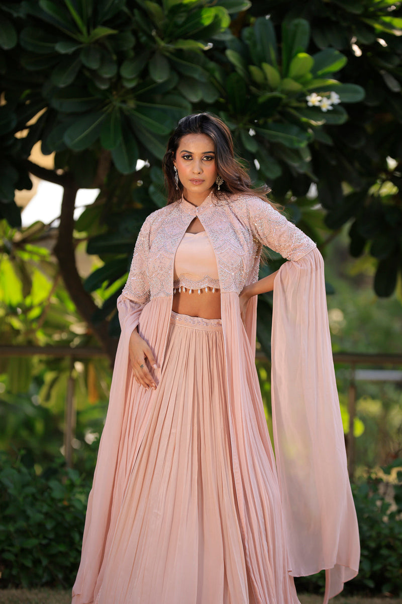 Persian Pink Embellished Jacket Set