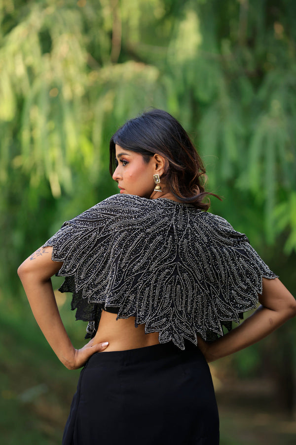 Black Poncho Cape Set