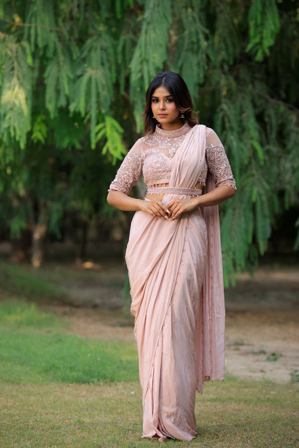 Rose Pink Saree Set