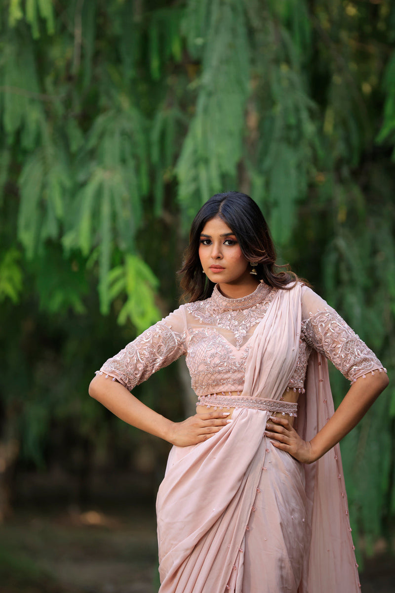 Rose Pink Saree Set