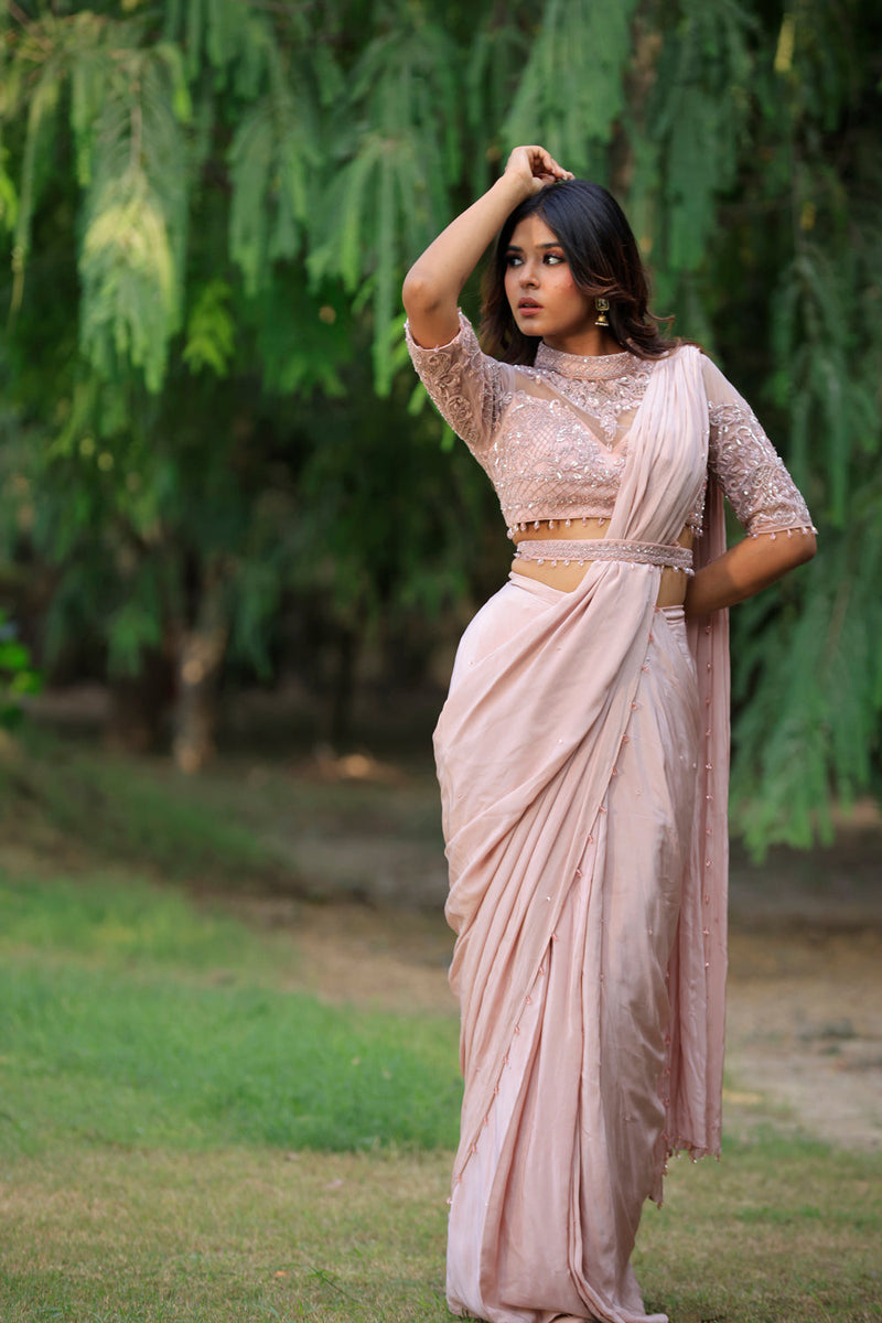 Rose Pink Saree Set