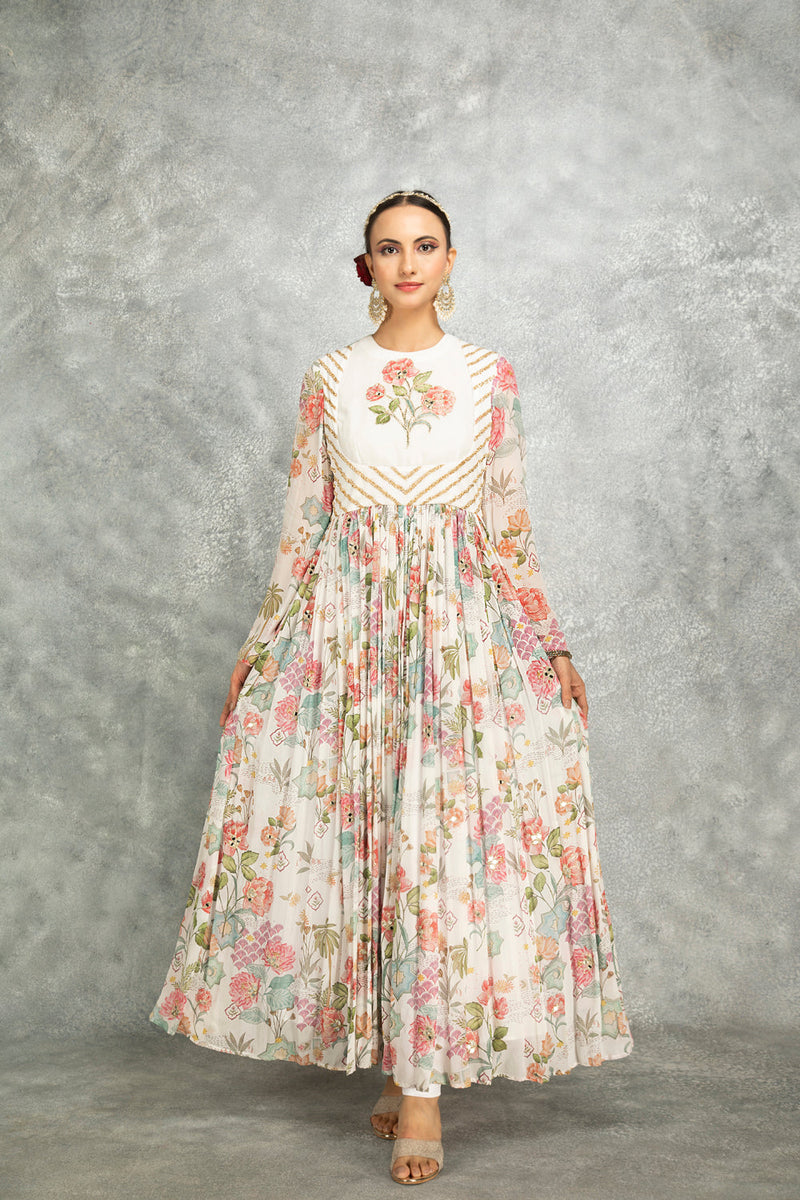 White Mirror Work With Scalloping Dupatta Set Of 3