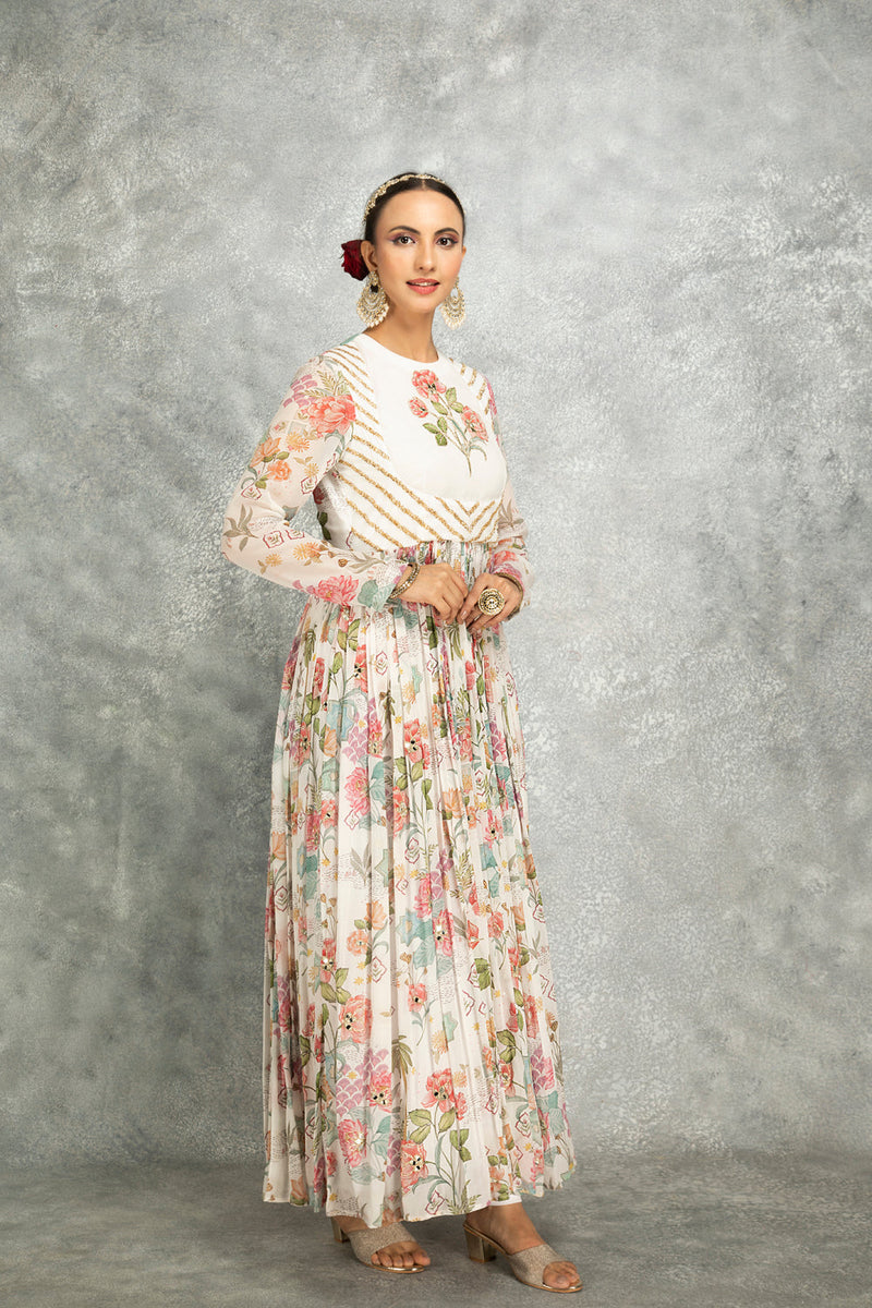 White Mirror Work With Scalloping Dupatta Set Of 3