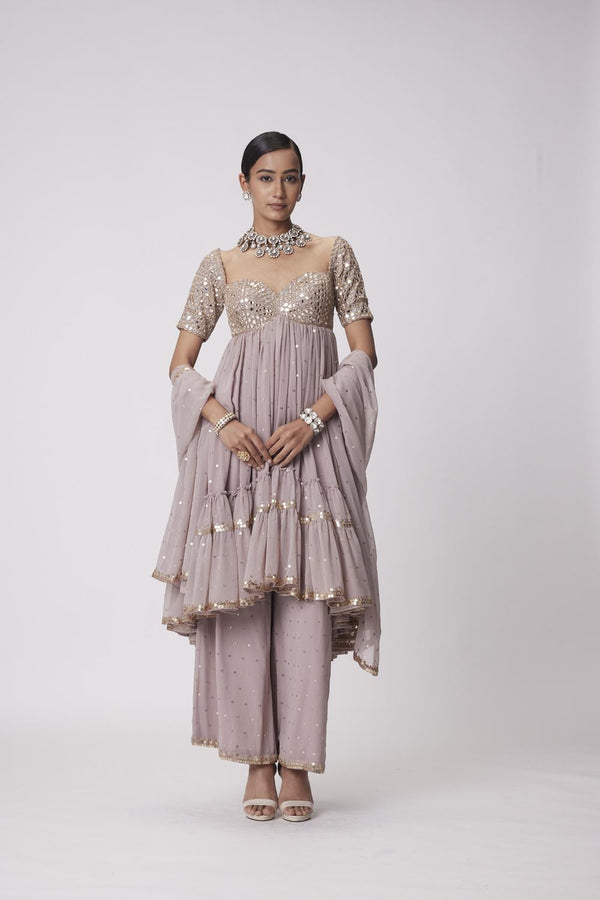 Ash Pink High Low Kurta Set