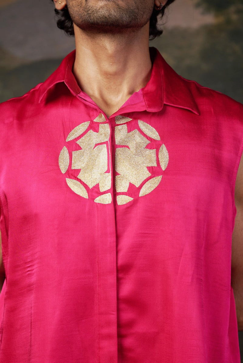 Hand-Embroidered Logo Kurta with Pyjama