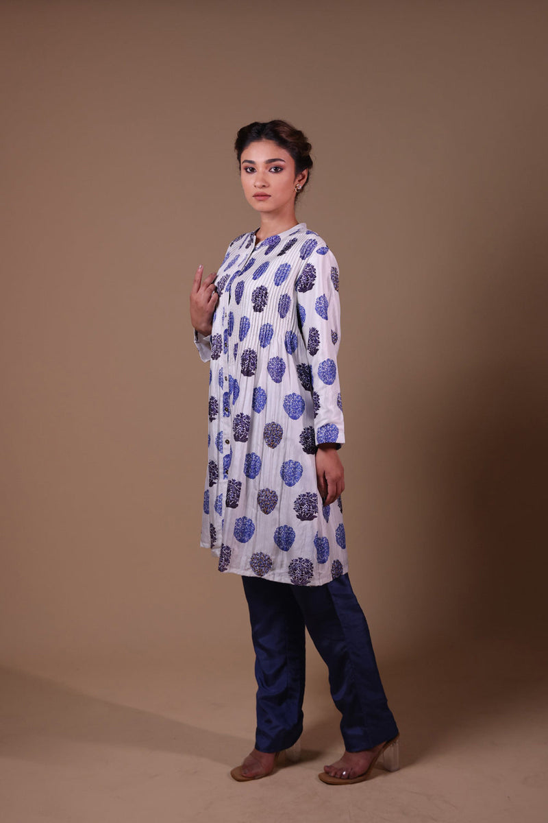 Hand Embroidered Pintuck Kurti With Pant