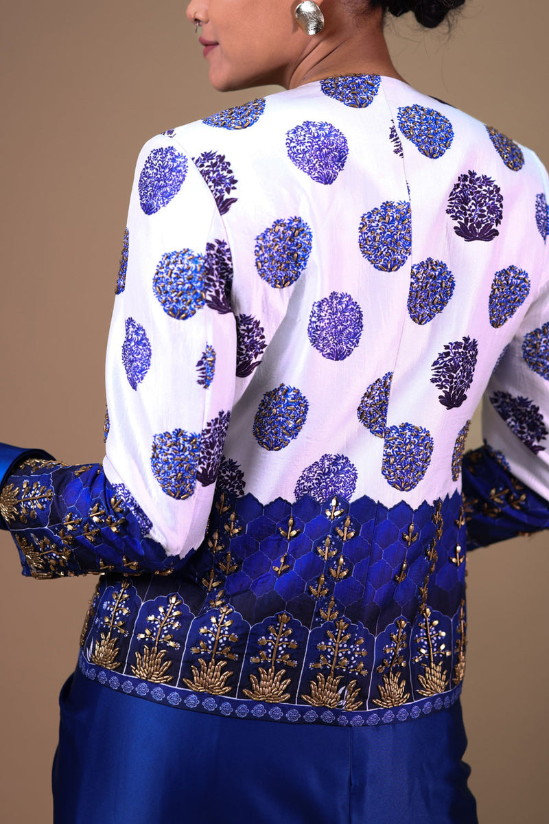 Hand Embroidered Coat With Pre-Draped Saree