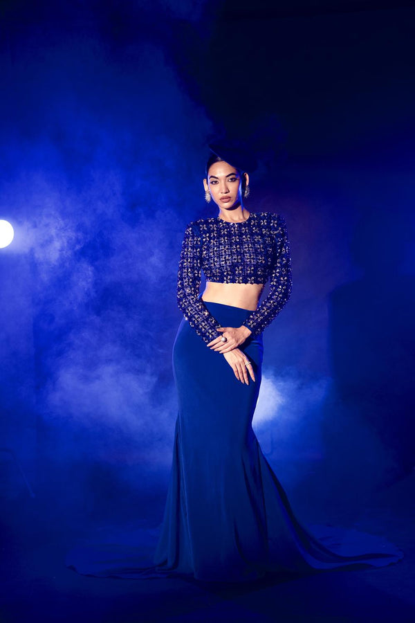 Electric Blue Croptop And Skirt