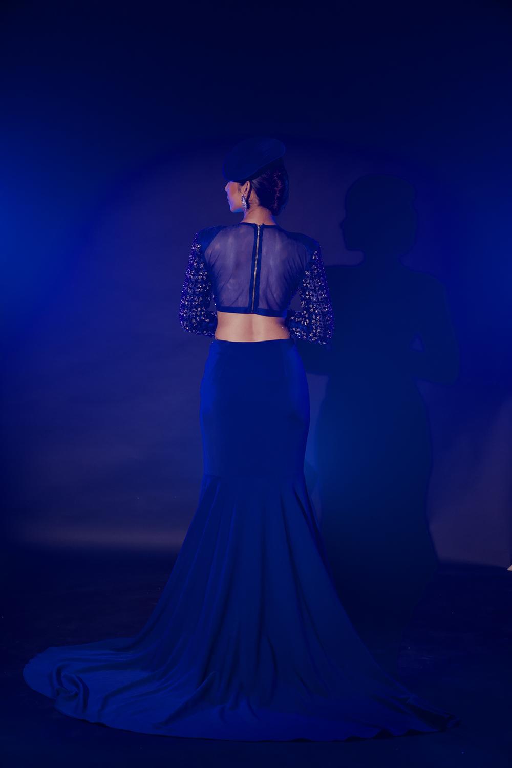 Electric Blue Croptop And Skirt