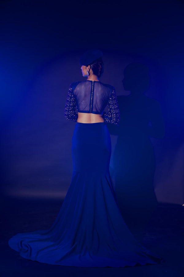 Electric Blue Croptop And Skirt