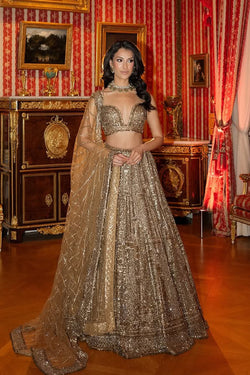 Antique Gold Sequin Lehenga Set