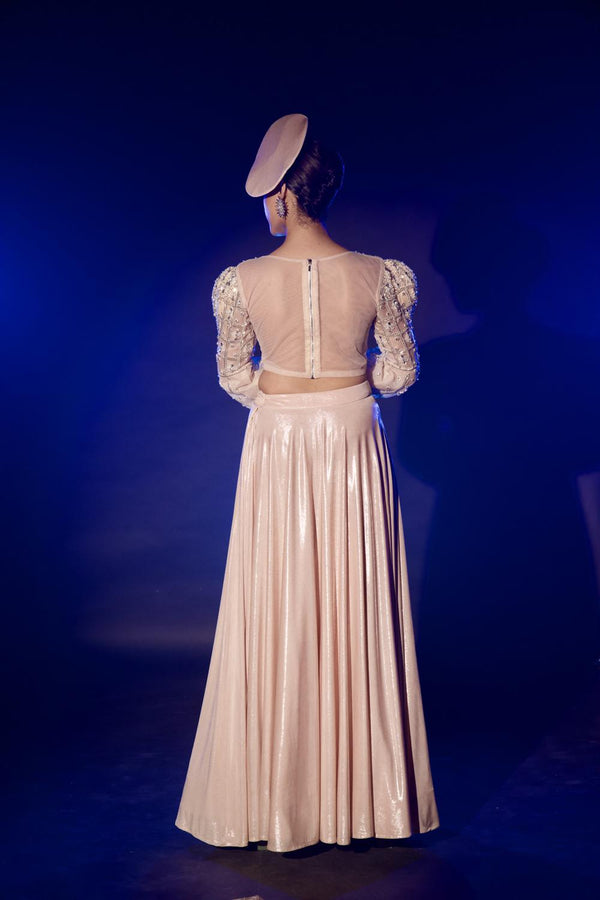 Rose Gold Croptop And Skirt