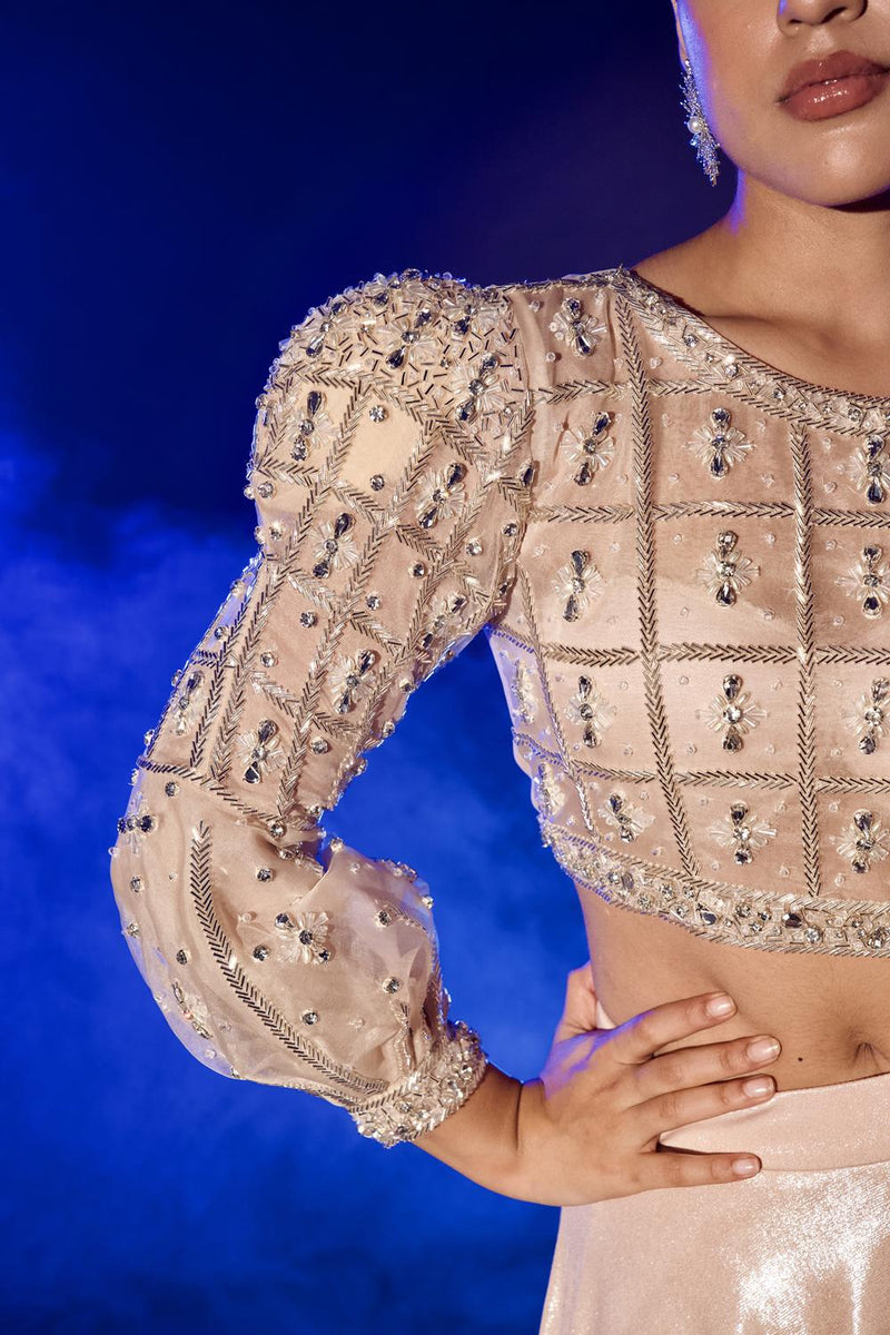 Rose Gold Croptop And Skirt