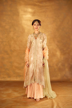 Embroidered Organza Jacket, Brocade Gharara, Organza Dupatta