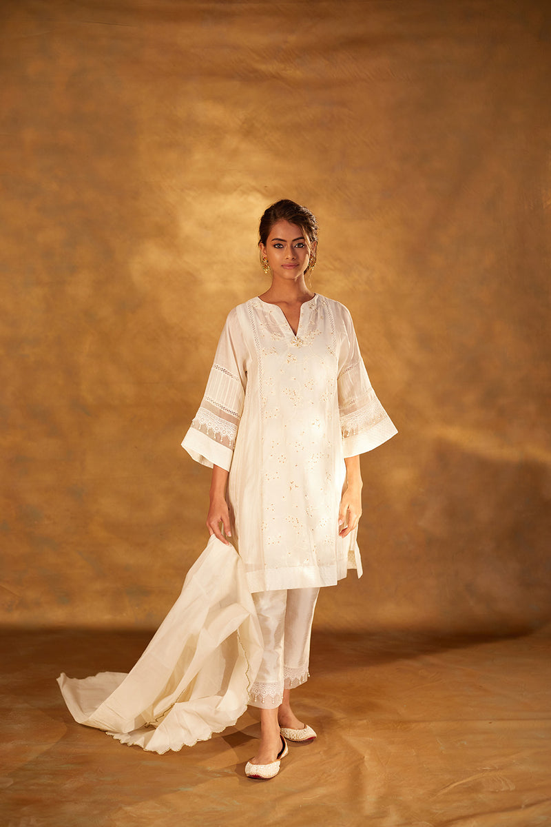 Chanderi Kurta with Slip & Silk Pants