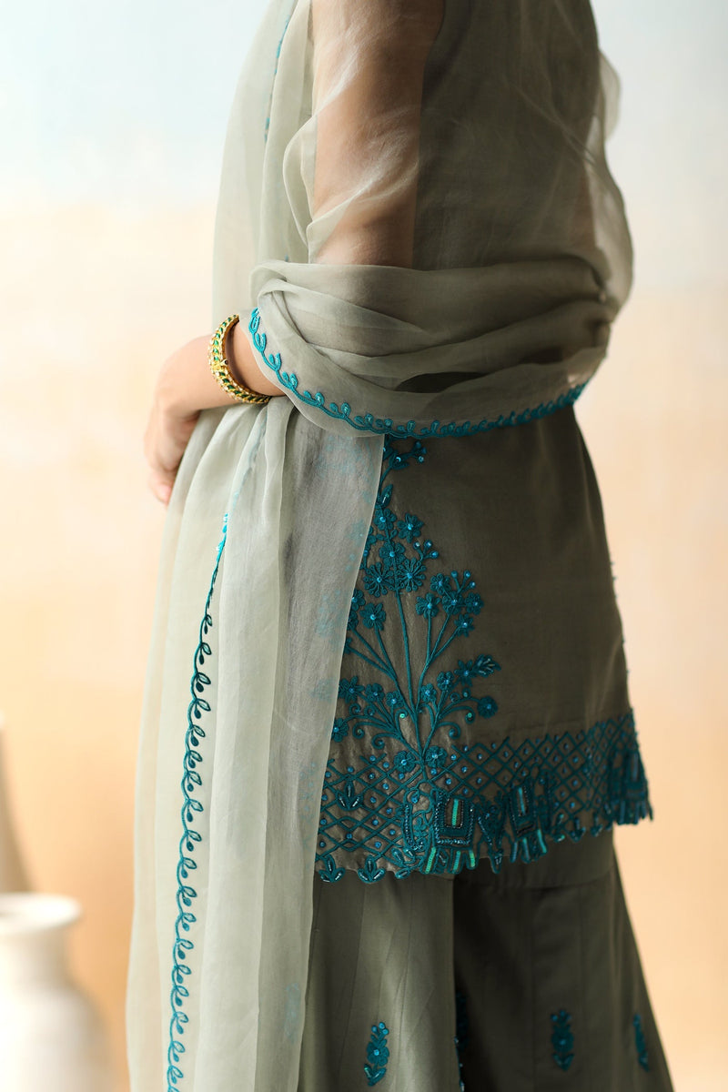 Sea Salt Green Kurta Set with Sharara