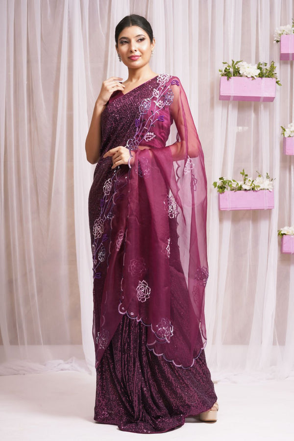 2  piece hand embroidered blouse and saree