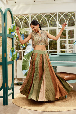 Green & Brown Kali Skirt