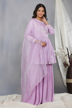 MAIRA PURPLE EMBROIDERED SHARARA KURTA SET