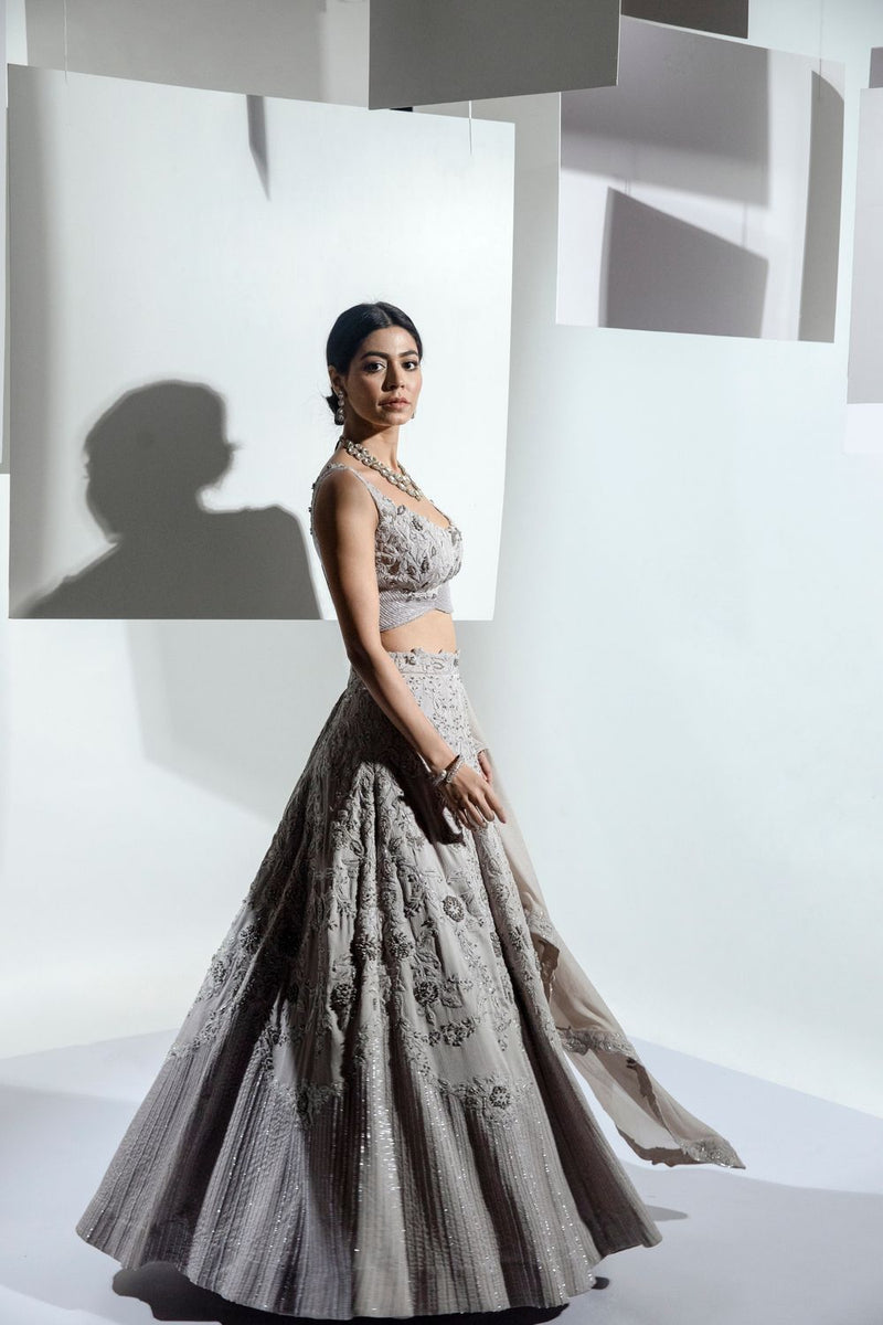 METTALIC ASH LEHENGA